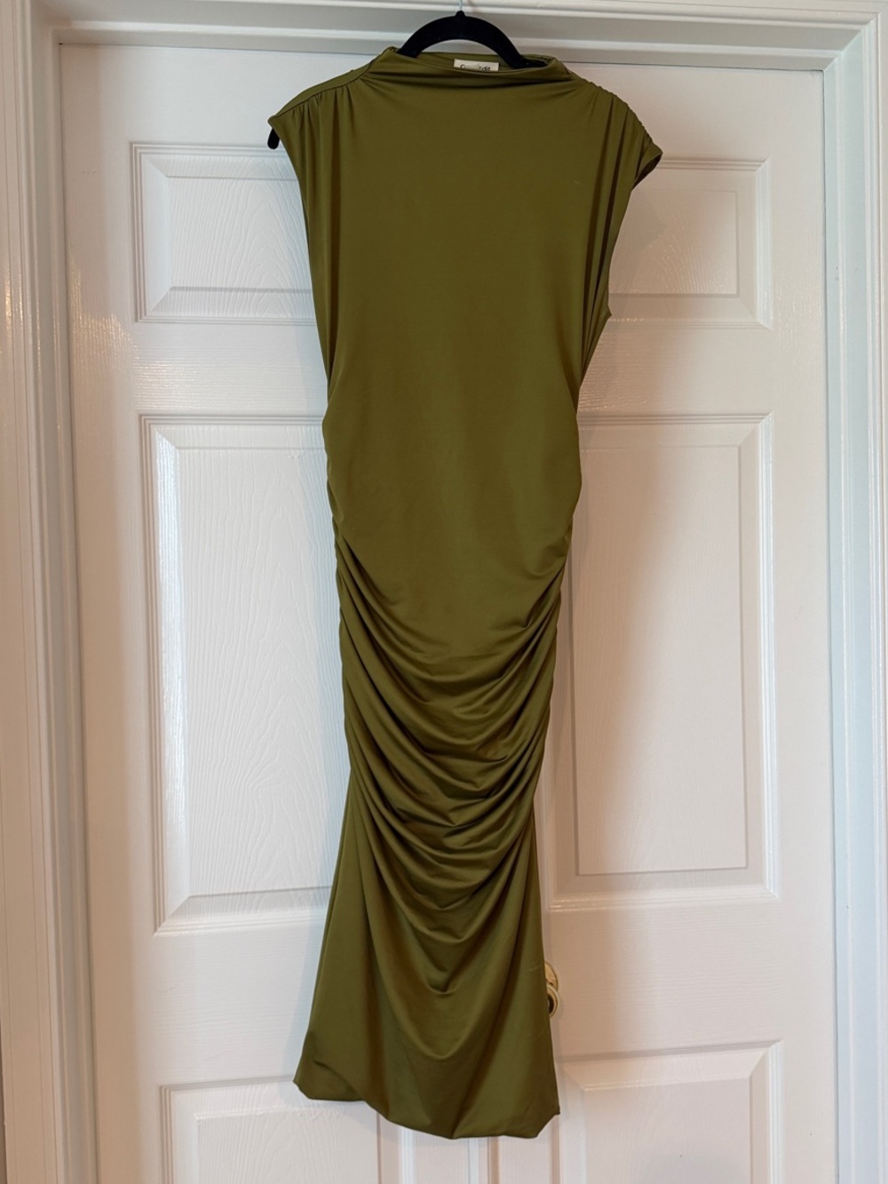 Open Edit Olive Green Ruched Midi Dress
